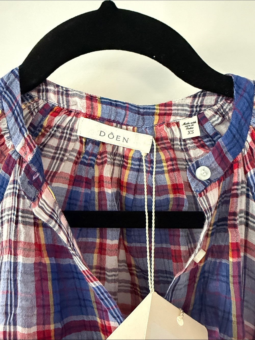 NWT Doen Janis Top size XS Core d’Azur Plaid Button Down - Picture 8 of 8